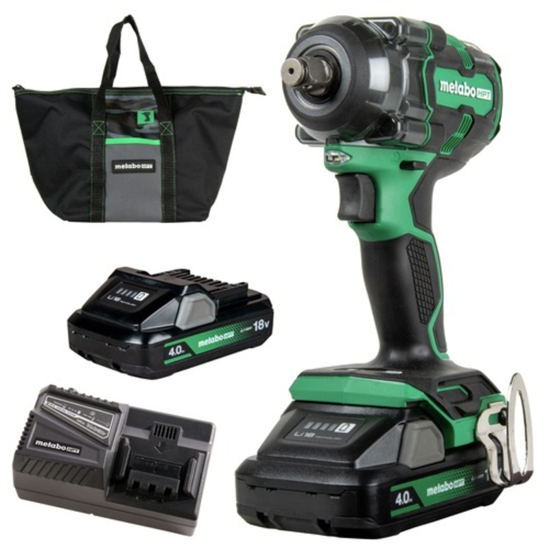 Metabo HPT 18V MultiVolt Brushless Lithium-Ion 1/2 in. Cordless Impact Wrench Kit with 2 Batteries (4 Ah) - WR18DHM