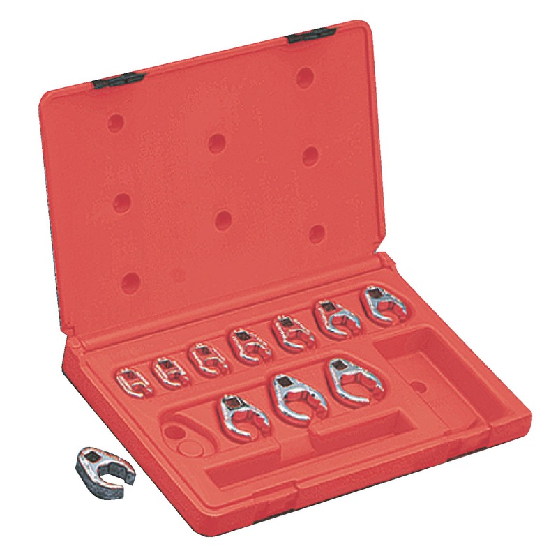 3/8" DRIVE 11 PIECE SAE 6 POINT FLARENUT CROWFOOT WRENCH SET