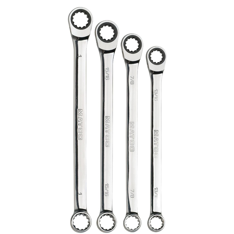 4 PIECE 90 TOOTH RATCHETING DOUBLE BOX SAE SET