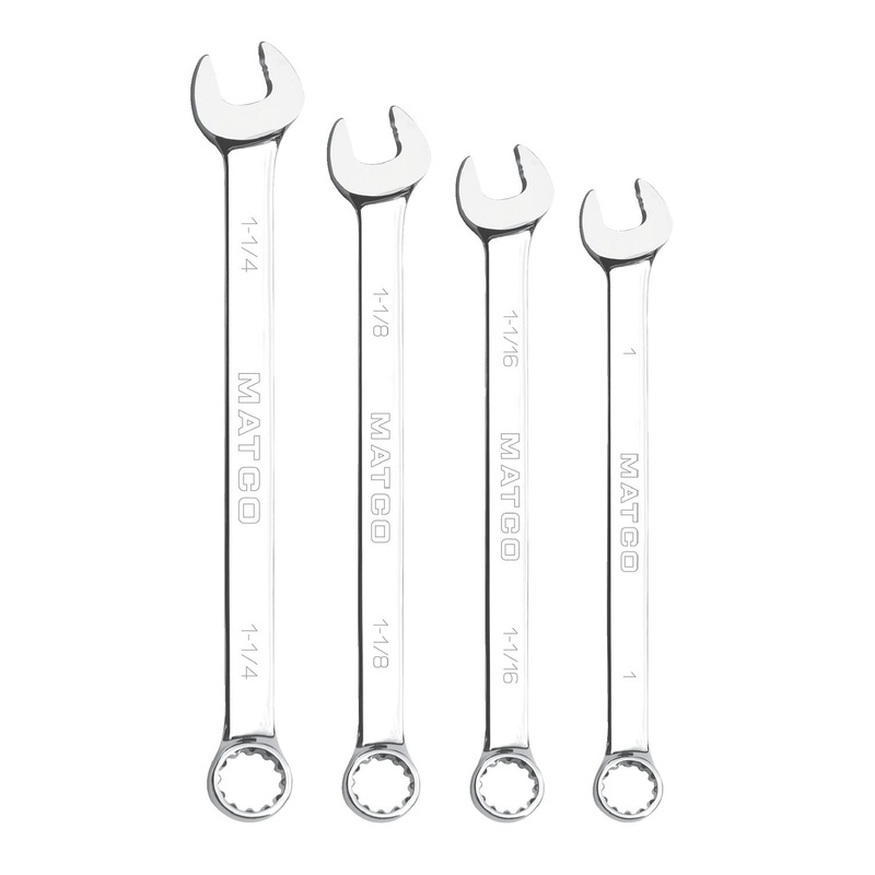 4 PIECE LONG SAE COMBINATION WRENCH SET