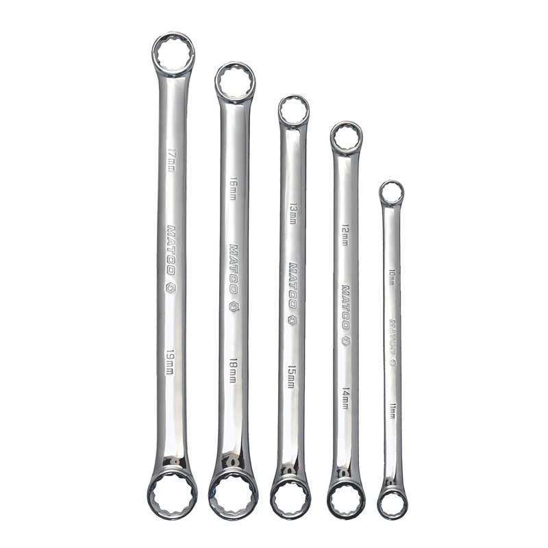 5 PIECE METRIC 12 POINT LONG BOX WRENCH (15-DEGREE ANGLE) SET
