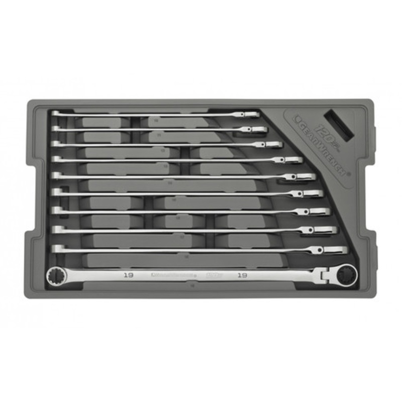 GearWrench 120XP 10-Piece XL Flex GearBox Metric Universal Spline Ratcheting Wrench Set - 86126