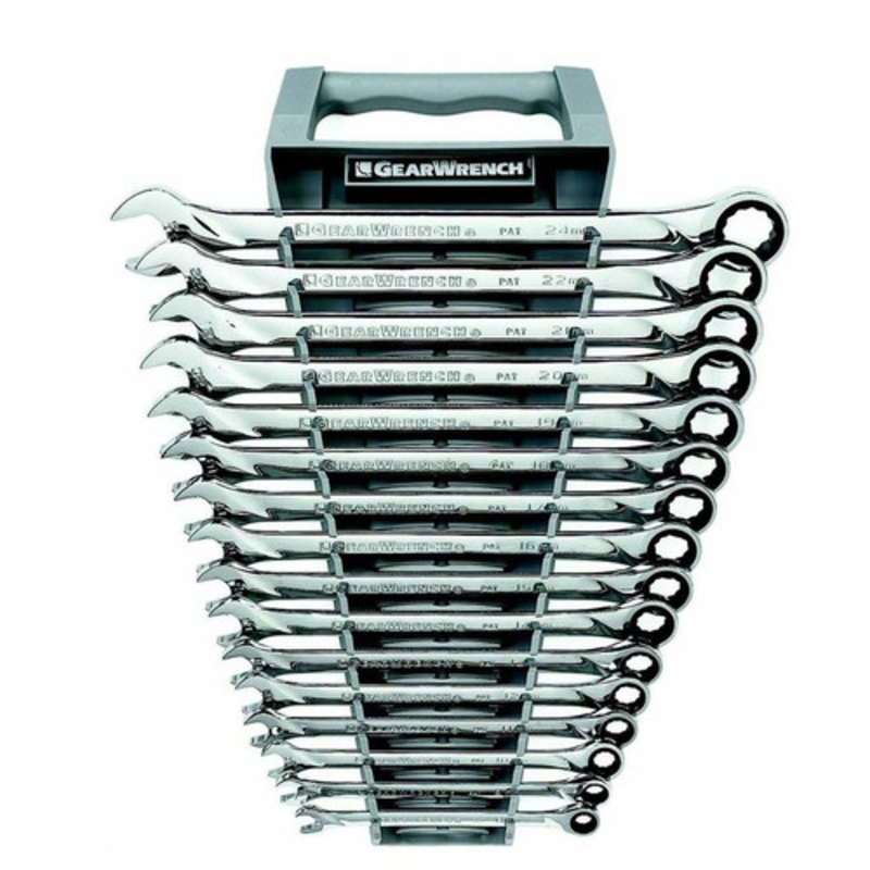 GearWrench 16-Piece 12-Point Metric XL Combination Ratcheting Wrench Set - 85099