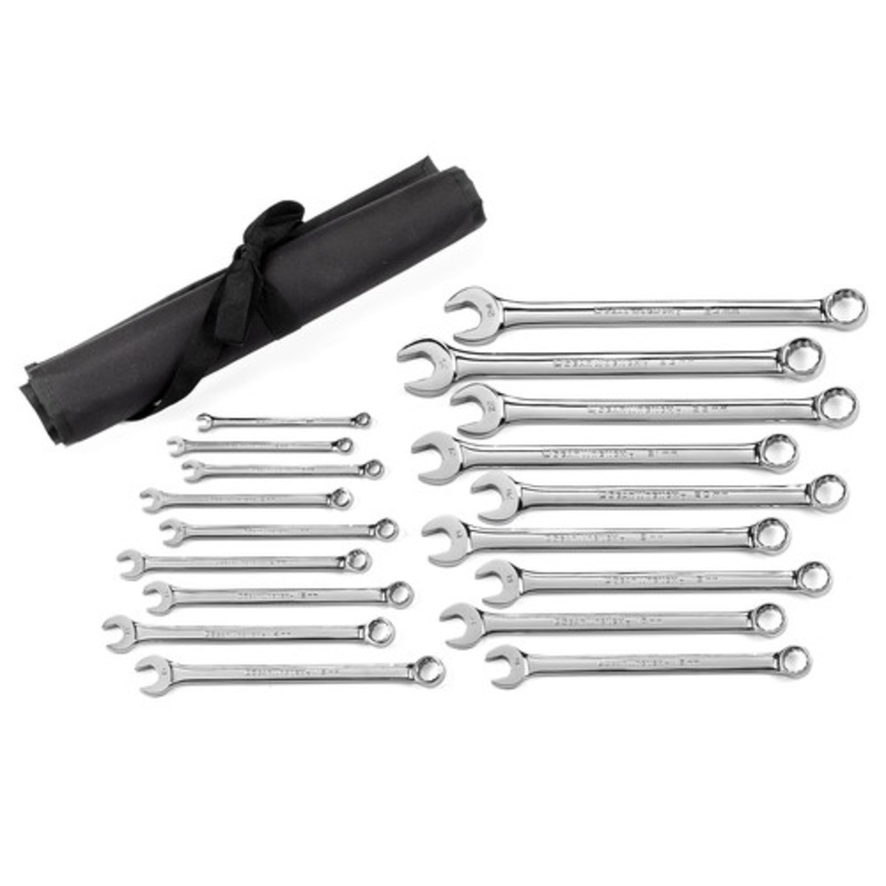 GearWrench 18-Piece Long Pattern Combination Metric Non-Ratcheting Wrench Set - 81920