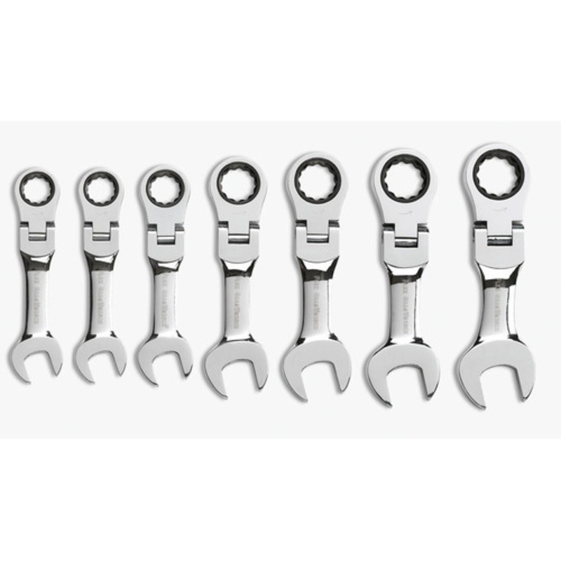 GearWrench 7-Piece SAE Stubby Flex Head Combination Ratcheting Wrench Set - 9570
