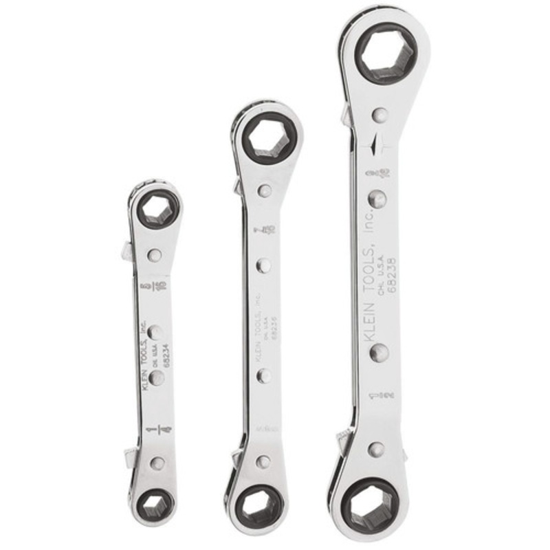 Klein Tools 3-Piece Fully Reversible Ratcheting Offset Box Wrench Set - 68244