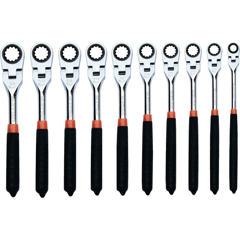 10 PIECE SAE FLEX WRENCH RATCHETING SET