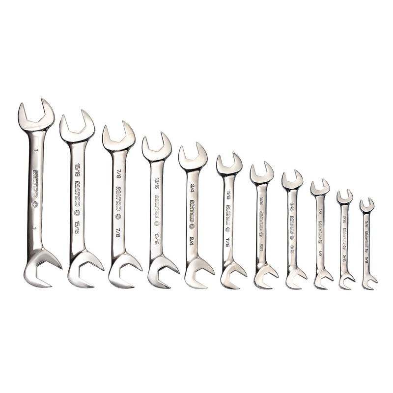 11 PIECE SAE OPEN END ANGLED WRENCH SET