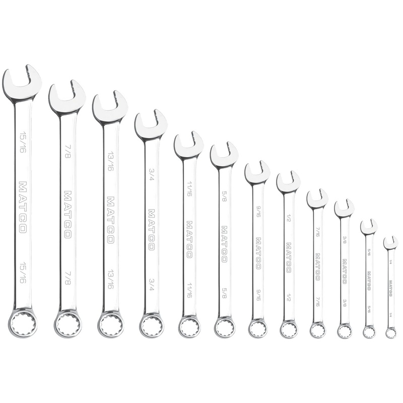 12 PIECE LONG SAE COMBINATION WRENCH SET