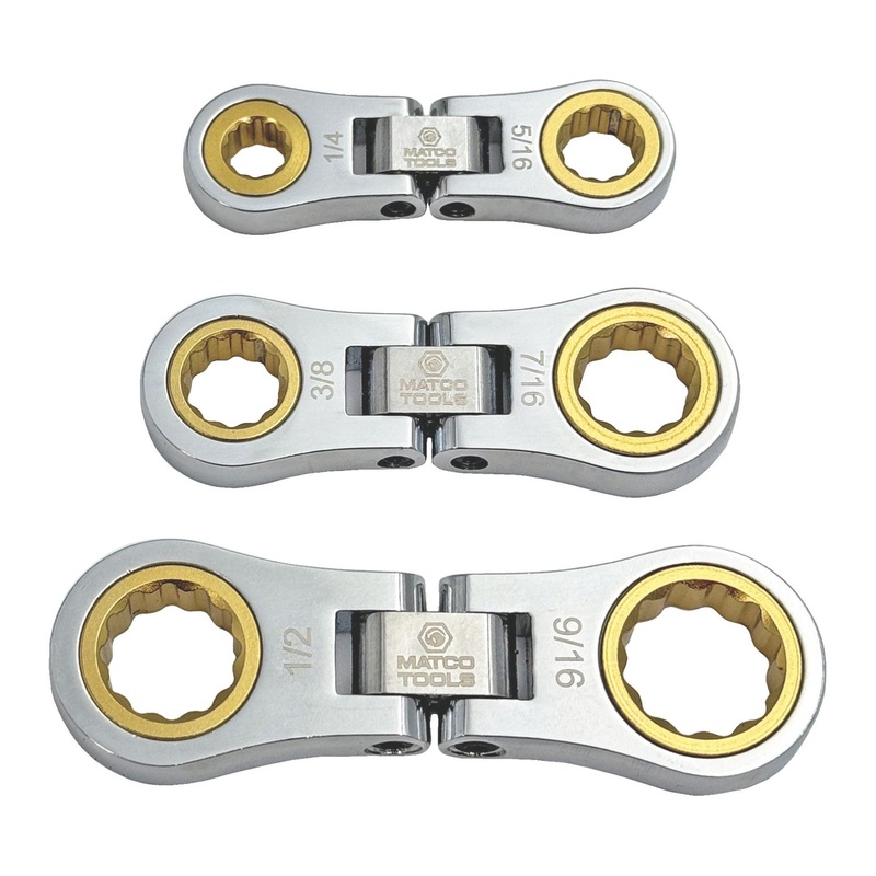3 PIECE SAE FLEX FINGER RATCHET WRENCH SET