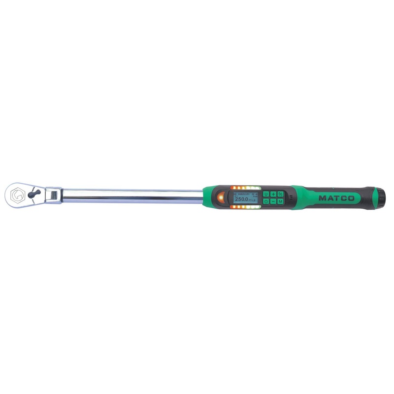 1/2" DRIVE FLEX HEAD 25-250 FT. LBS. ELECTRONIC TORQUE WRENCH WITH ANGLE MEASUREMENT - GREEN