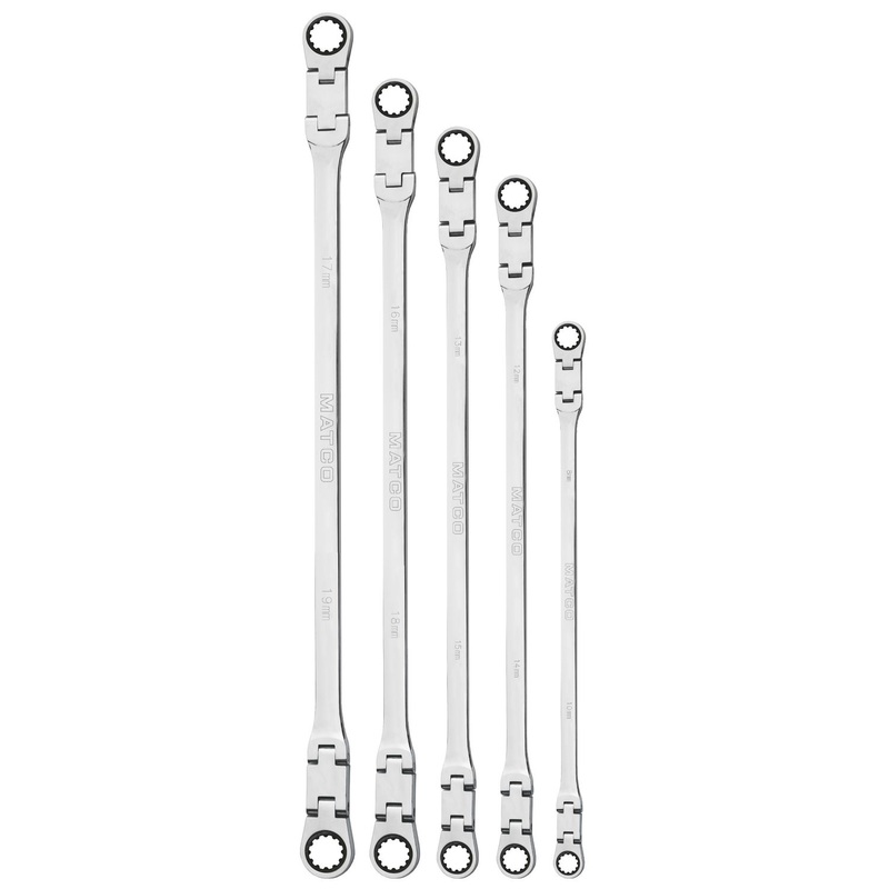 5 PIECE DOUBLE FLEX-JOINT BOX WRENCH SET