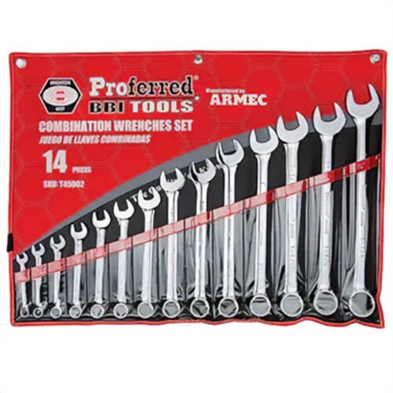BBI T45002 Proferred Combination Wrench Set, 14 pc