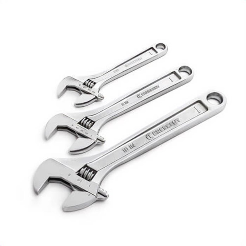 Crescent AC3PC Standard Long Adjustable Wrench Set, 3 pc, 6 to 10 in, Satin Chrome/Polished