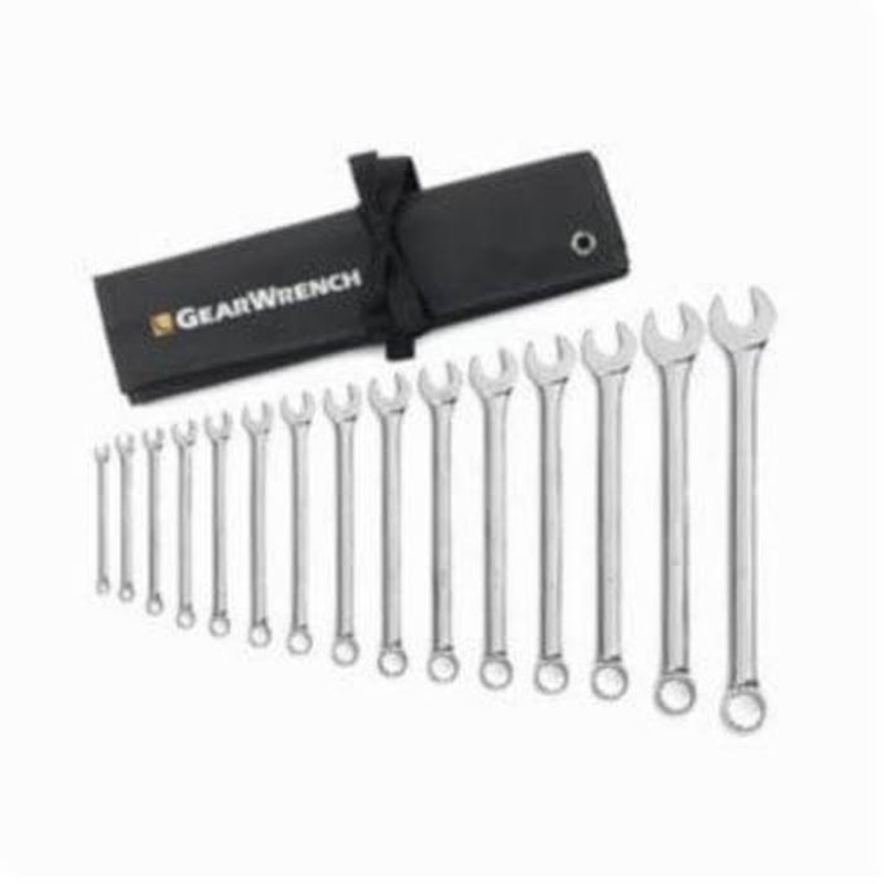 GearWrench 81918 Long Length Non-Ratcheting Combination Wrench Set, Imperial, 15 pc, 15/16 to 1-1/4 in