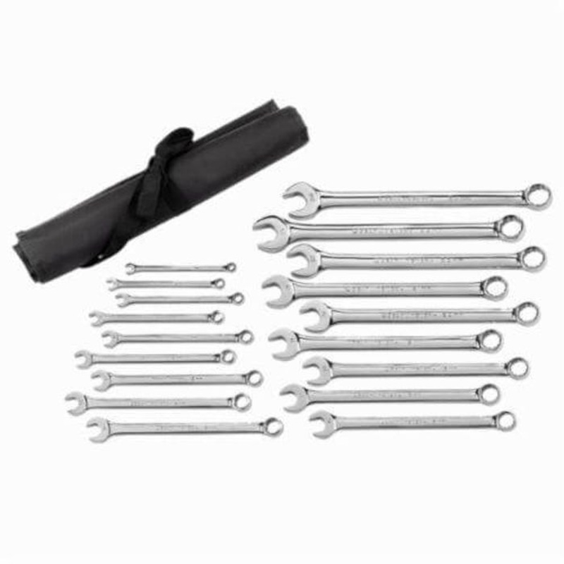 GearWrench 81920 Long Length Non-Ratcheting Combination Wrench Set, Metric, 18 pc, 7 to 20 mm, Full Polished Chrome