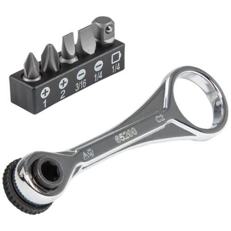 Klein 65200 Slim-Profile Mini Ratchet Set, Steel, 1/4 in Dual-Drive, 1/4 & 5/16 Hex Head, 5 pc, 4.33 L x 0.79 H x 1.17 W in