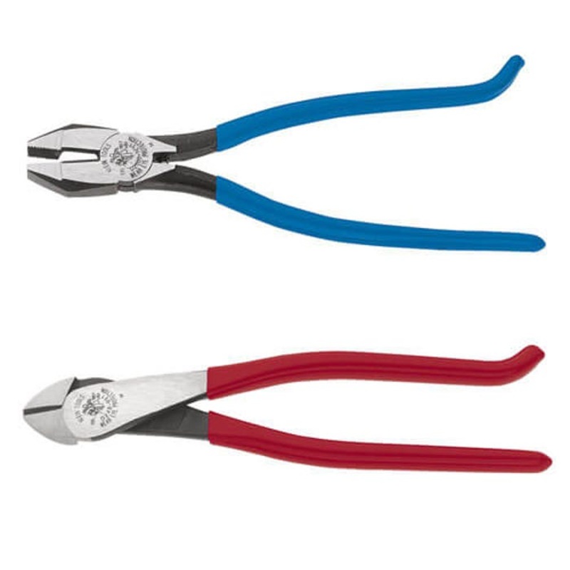 Klein 94508 Ironworker's Plier Kit, Angle Head/diagonal Cutter/Side Cutter, 2 pc, Knurled Jaw Surface, diagonal/Side Cut, 6-3/4 in OAL