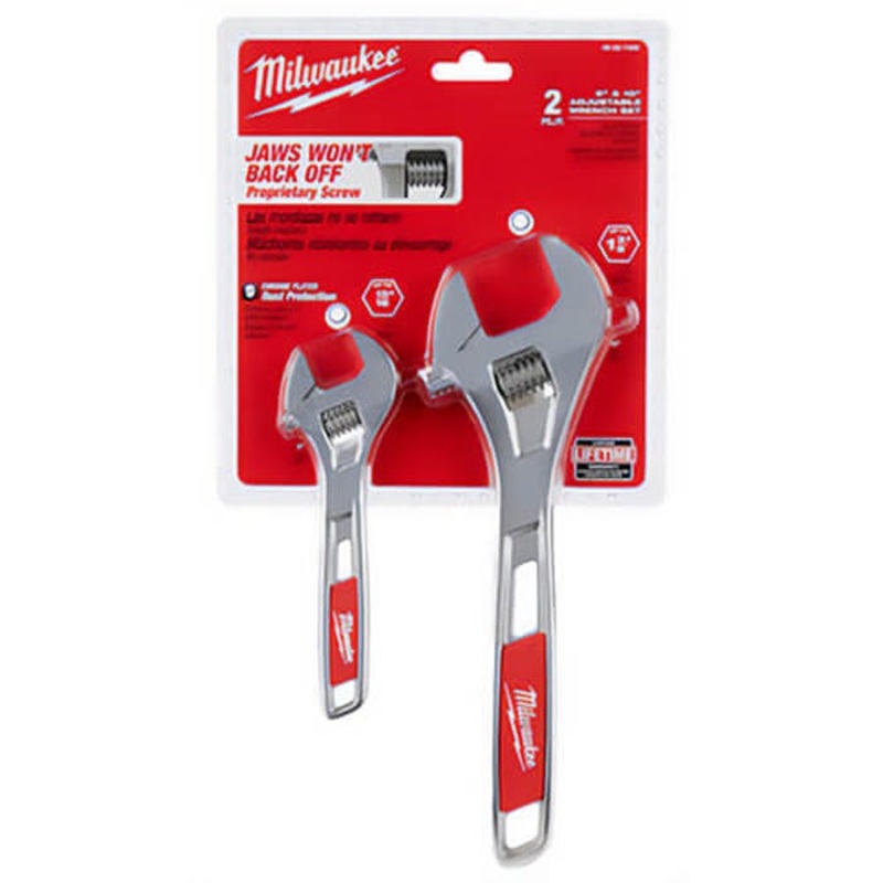 Milwaukee 48-22-7400 Adjustable Wrench Set, 2 pc, 6 in, 10 in, Polished Chrome