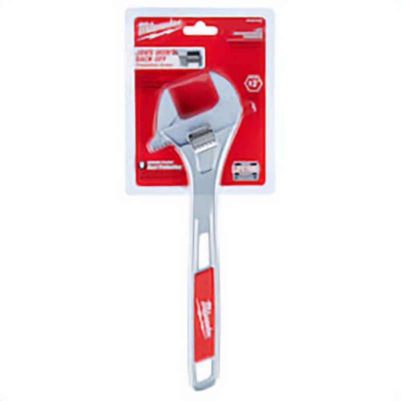 Milwaukee 48-22-7412 Uninsulated Adjustable Wrench, 1-5/8 in, Polished Chrome, 12 in OAL, Steel Body, ASME Specified, Steel