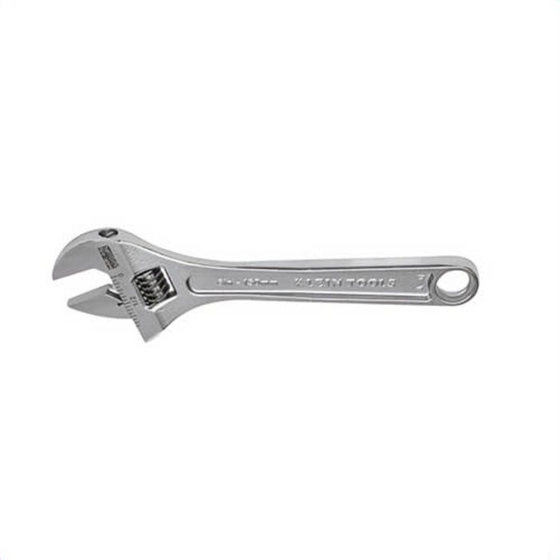 Klein 507-6 Adjustable Wrench, Extra-Capacity, High-Polish Chrome, Alloy Steel, 0.94 in Jaw, 6 in