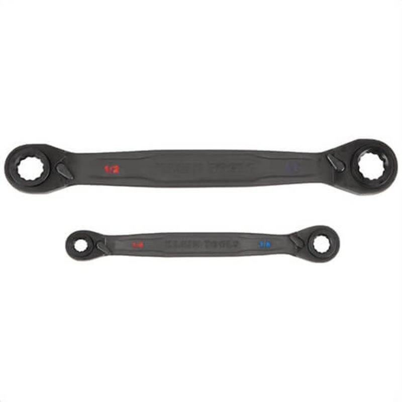 Klein 68216 4-in-1 Ratcheting Wrench Set, SAE, 6140 Steel, 2 pc