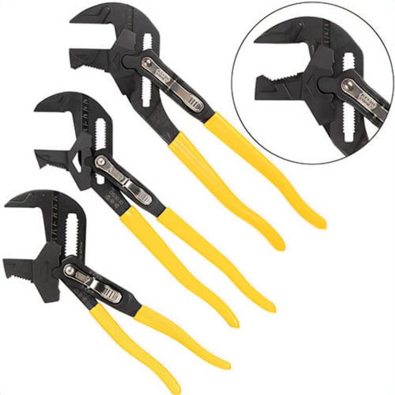 Klein D53003KIT Plier Wrench Set, Forged Steel, 3 pc, Includes: 7 in Plier Wrench, 10 in Plier Wrench and 12 in Plier Wrench