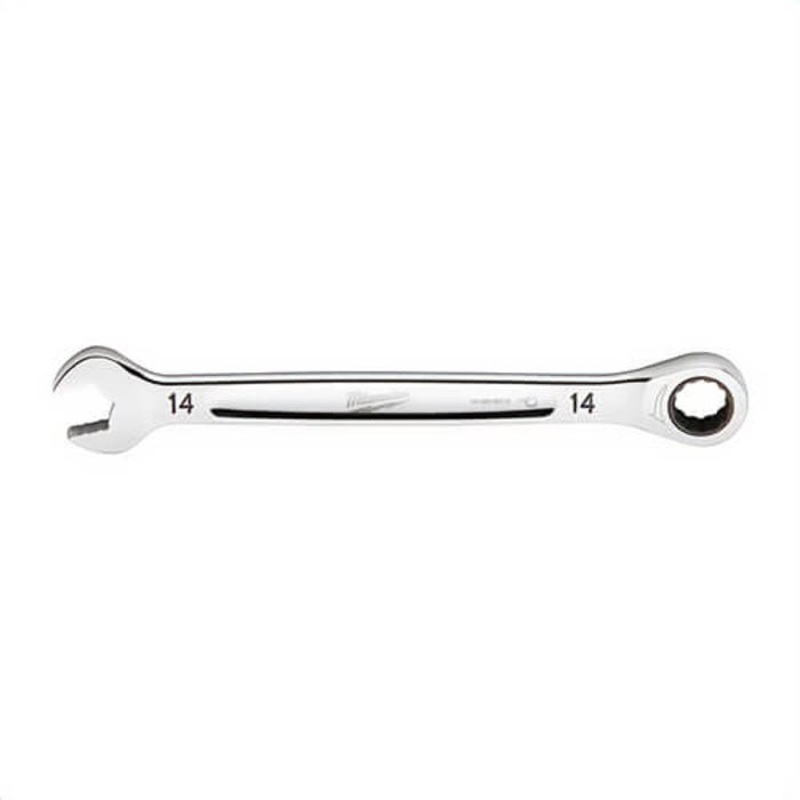 Milwaukee 45-96-9314 Ratcheting Standard Length Combination Wrench, 14 mm Wrench, 12 Points, Steel
