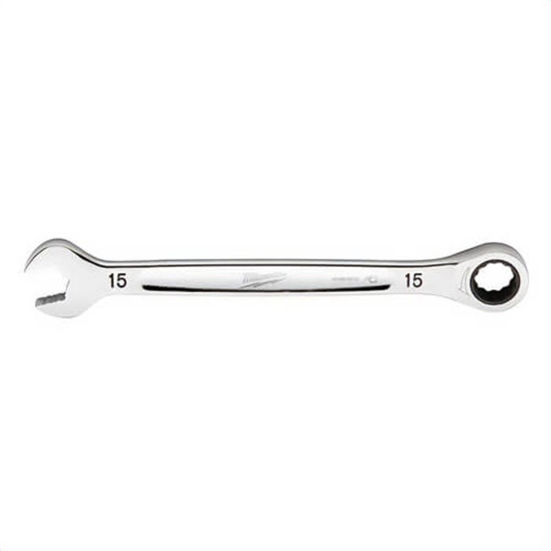 Milwaukee 45-96-9315 Ratcheting Standard Length Combination Wrench, 15 mm Wrench, 12 Points, Steel