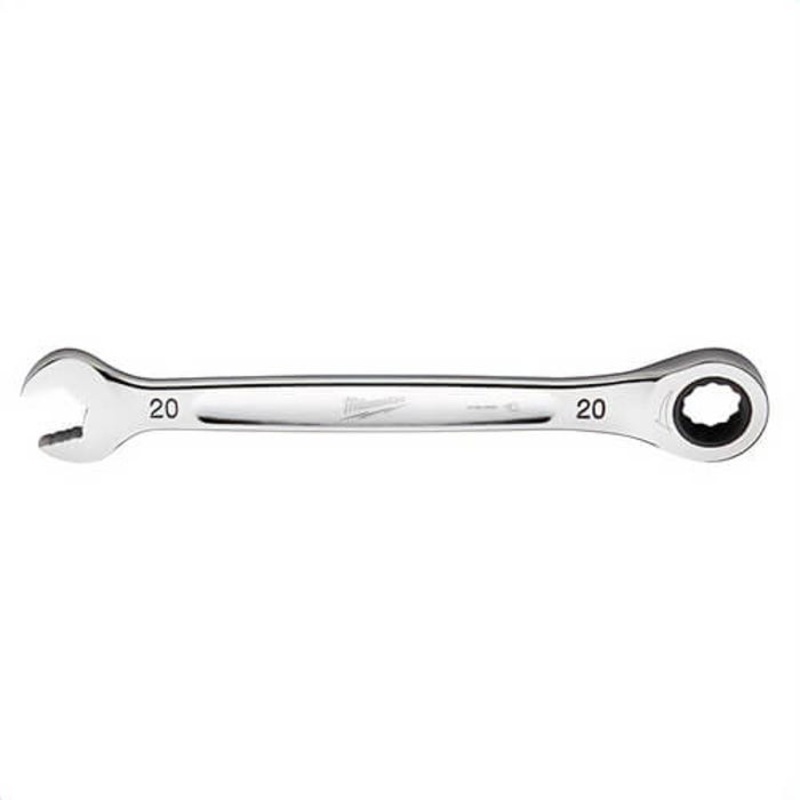 Milwaukee 45-96-9320 Ratcheting Standard Length Combination Wrench, 20 mm Wrench, 12 Points, Steel