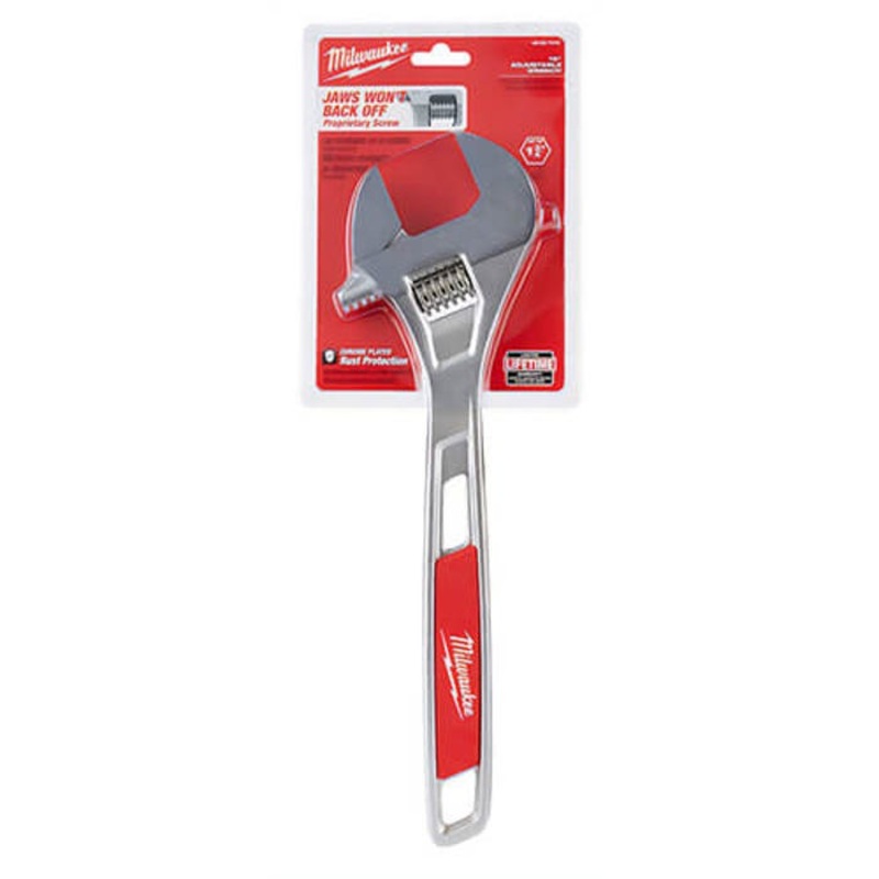 Milwaukee 48-22-7415 Uninsulated Adjustable Wrench, 1-3/4 in, Polished Chrome, 15 in OAL, Steel Body, ASME Specified, Steel