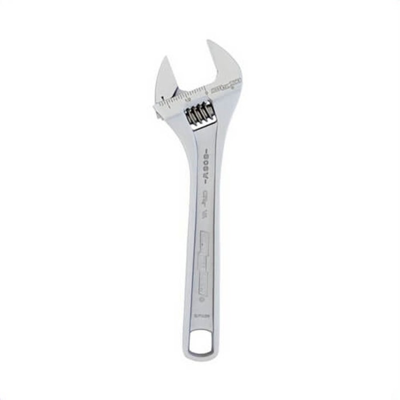 Channellock 808W Adjustable Wrench, 1-3/16 in, Polished Chrome, 8 in OAL, Chrome Vanadium Steel Jaw, Alloy Steel Body, ANSI