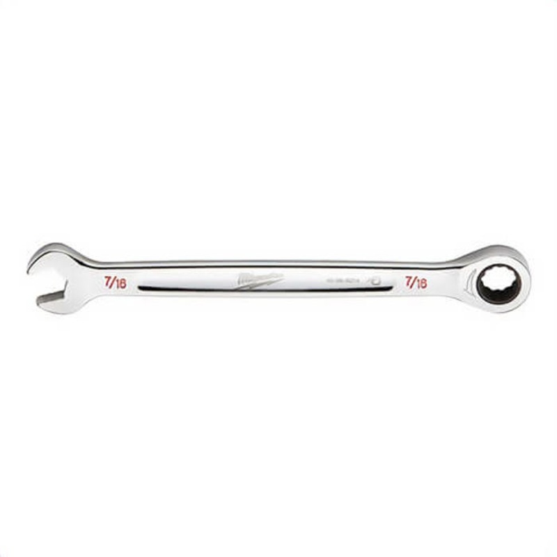 Milwaukee 45-96-9214 Ratcheting Standard Length Combination Wrench, 7/16 in Wrench, 12 Points, Steel