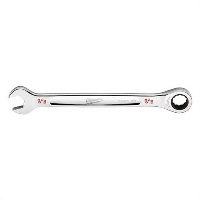 Milwaukee 45-96-9218 Ratcheting Standard Length Combination Wrench, 9/16 in Wrench, 12 Points, Steel