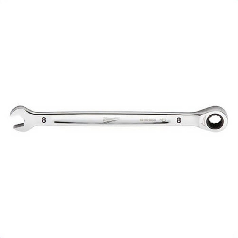 Milwaukee 45-96-9308 Ratcheting Standard Length Combination Wrench, 8 mm Wrench, 12 Points, Steel