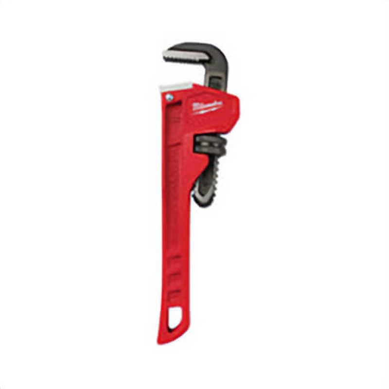 Milwaukee 48-22-7108 Straight Pipe Wrench, 8 in OAL, Serrated Jaw, Steel Handle, Red