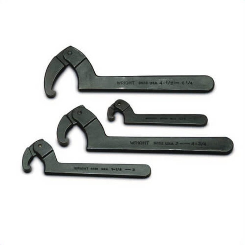 Wright 9629 Adjustable Hook Spanner Wrench Set, 4 pc, 3/4 to 6-1/4 in, Black Oxide