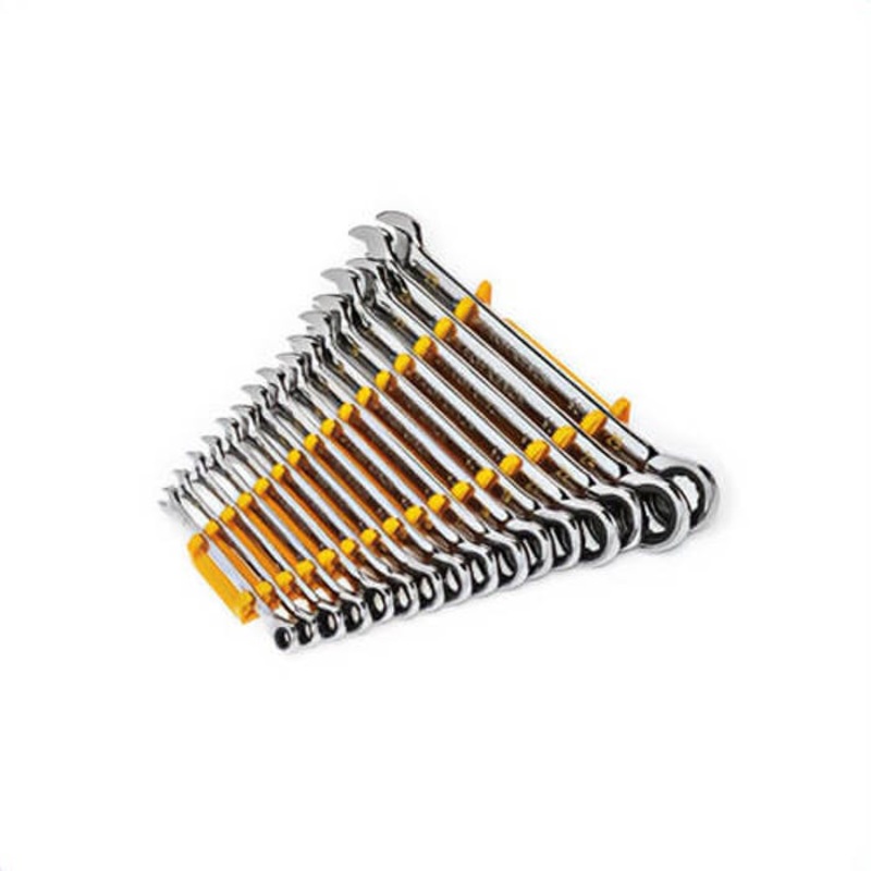 Gearwrench 86928 90-Tooth 12-Point Ratcheting Combination Wrench Set, 16 pc, 8 to 25 mm, Polished Chrome