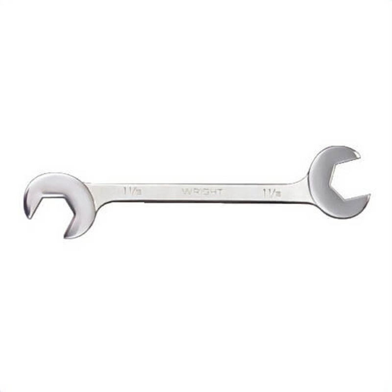 Wright 1398 Double Angle Wrench, Open End Wrench, 2 in Wrench, 19-1/4 in L, Alloy Steel, Satin/Polished Chrome, ASME B107.100