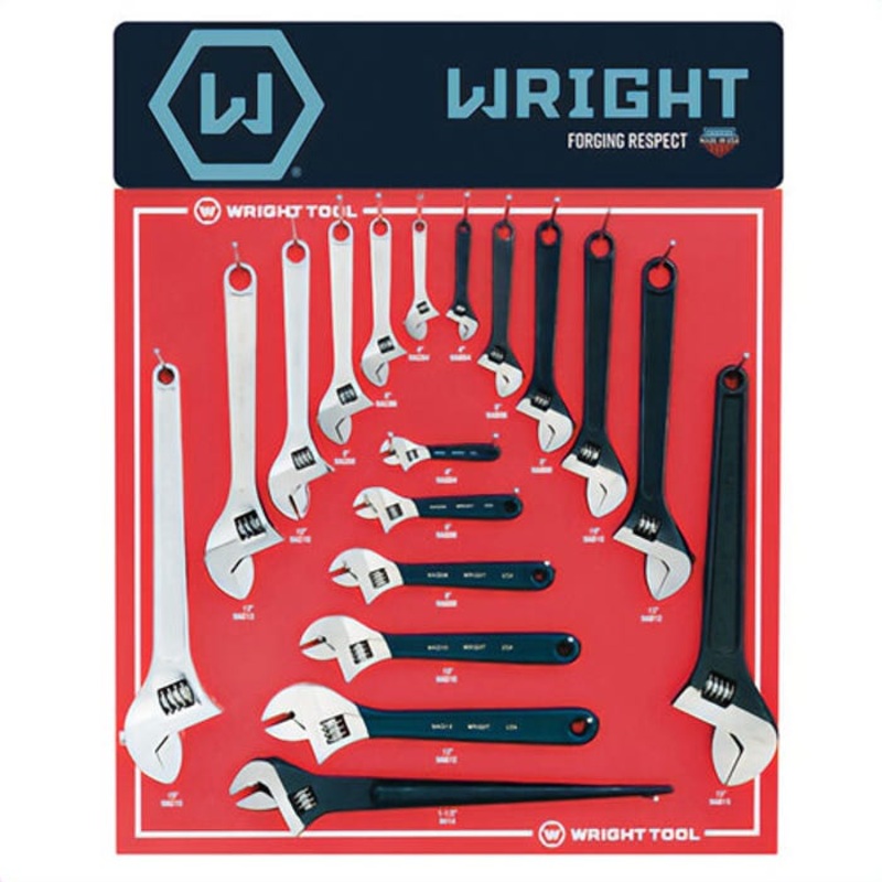 Wright D961 Adjustable Wrench Set, 18 pc, 4 to 16 in
