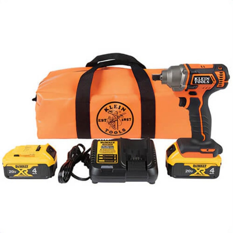 Klein BAT20CW1 Impact Wrench, 1/2 in Drive Pin Detent Square Drive, 210 ft-lb Torque Rating, 20 V, 18.5 in OAL