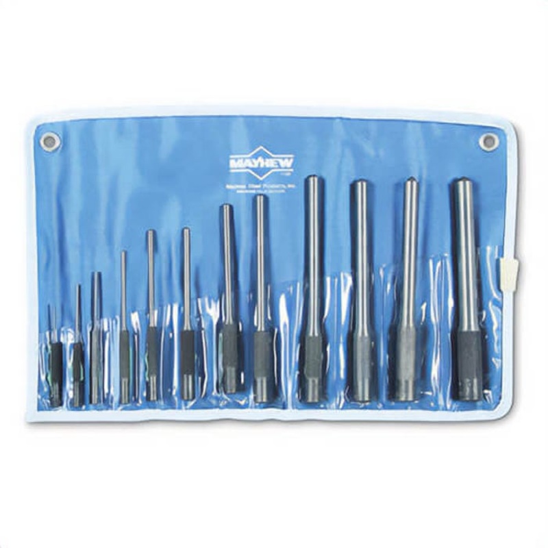 Mayhew 9682 Roll Pin Pilot Punch Set, 1/16 to 1/2 in Punch, 12 Punches, 12 pc