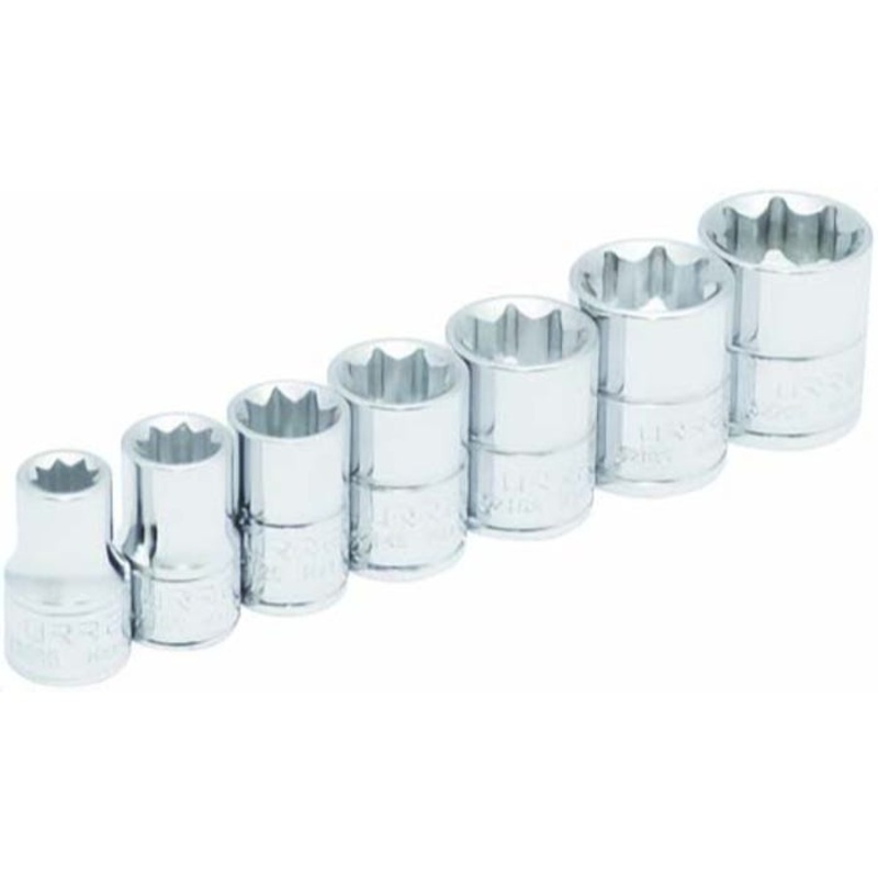 Urrea 52J8P Socket Set, 7 pc, 3/8 in, 8-Point