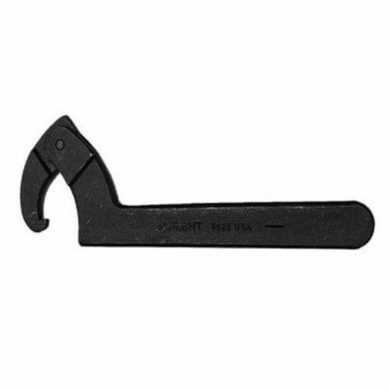 Wright 9632 Adjustable Hook Spanner Wrench, 2 to 4-3/4 in Capacity, 11-3/8 in OAL, ASME B107.100, Forged Alloy Steel, Industrial Black