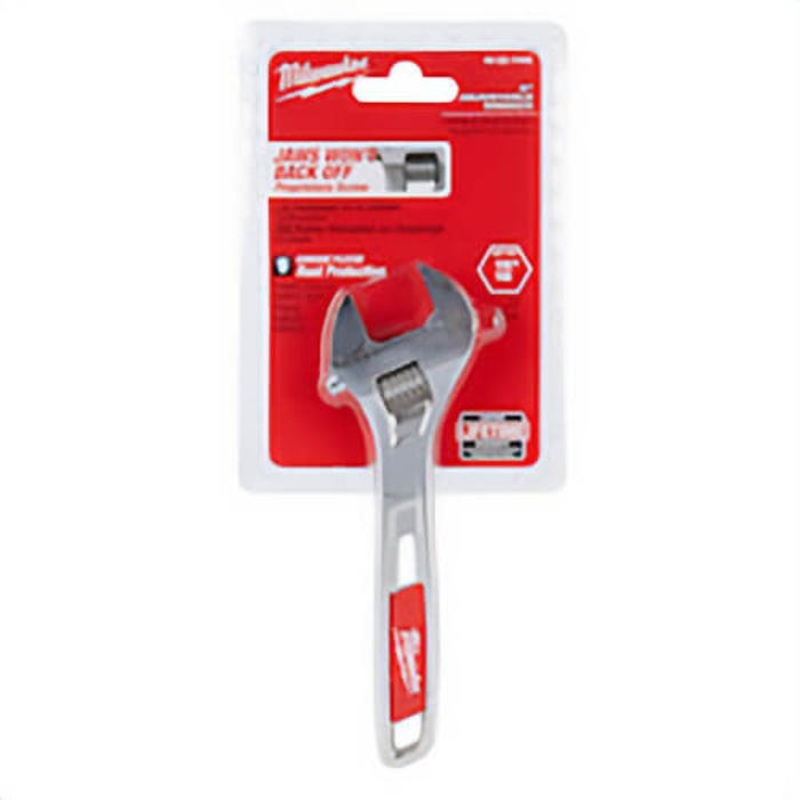 Milwaukee 48-22-7406 Uninsulated Adjustable Wrench, 15/16 in, Polished Chrome, 6 in OAL, Steel Body, ASME Specified, Steel