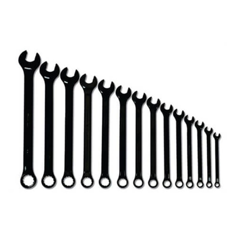 Williams Combination Wrench Set, Series: SUPERCOMBO, Imperial, 5/16 to 1-1/4 in Size, 15 pc, Specifications: 12-Point, Industrial Black Finish