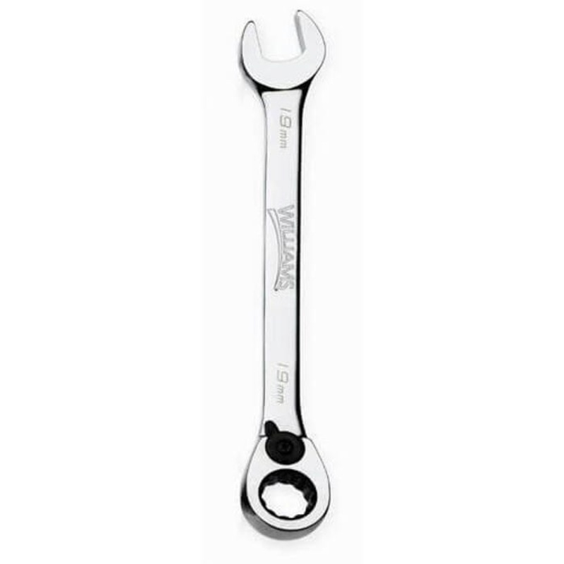 Williams JHW1219MRC Combination Wrench, Reversible, Metric, 19 mm Wrench Opening, 12 Points, 1-17/32 in Open End Width