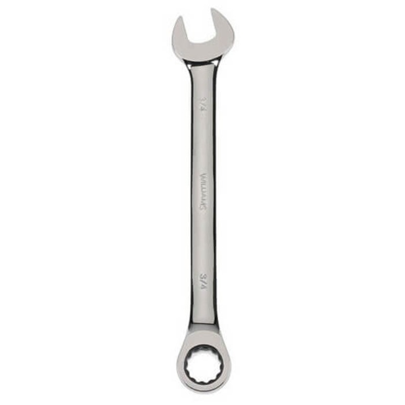 Williams JHW1224NRC Combination Wrench, Imperial, 3/4 in Wrench Opening, 12 Points, 72 Geared Teeth, 1-1/2 in Open End Width