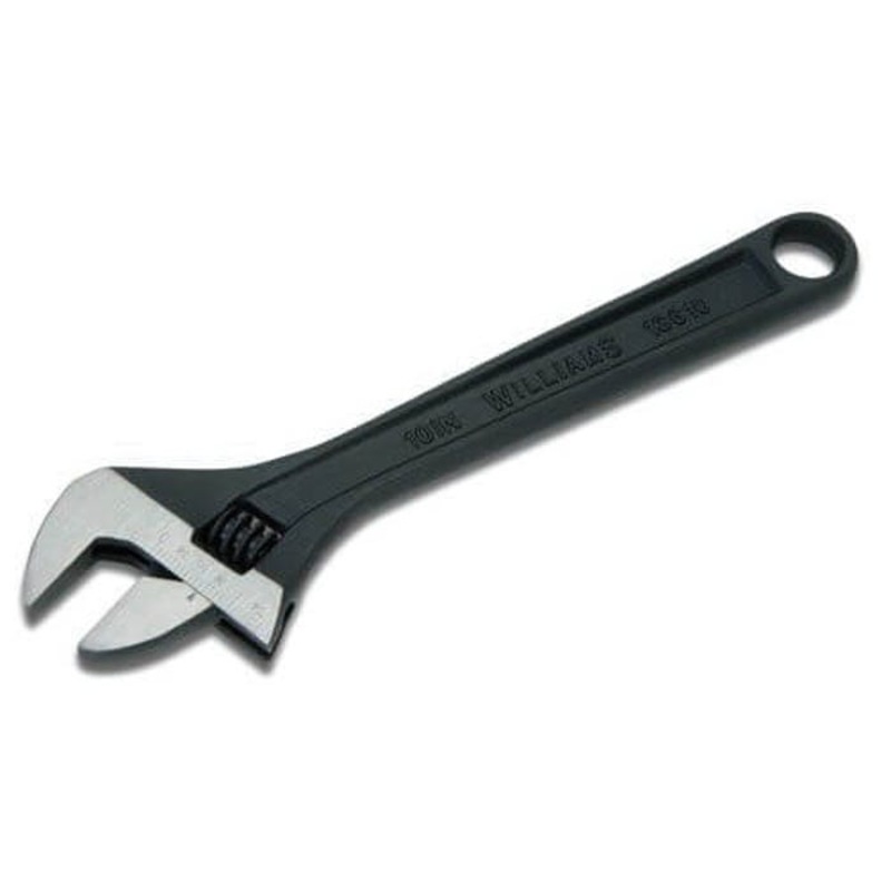Williams JHW13608A Adjustable Wrench, Heavy Duty Industrial Grade, 1-1/8 in Wrench Opening, 8 in OAL, 9/16 in Jaw Thickness