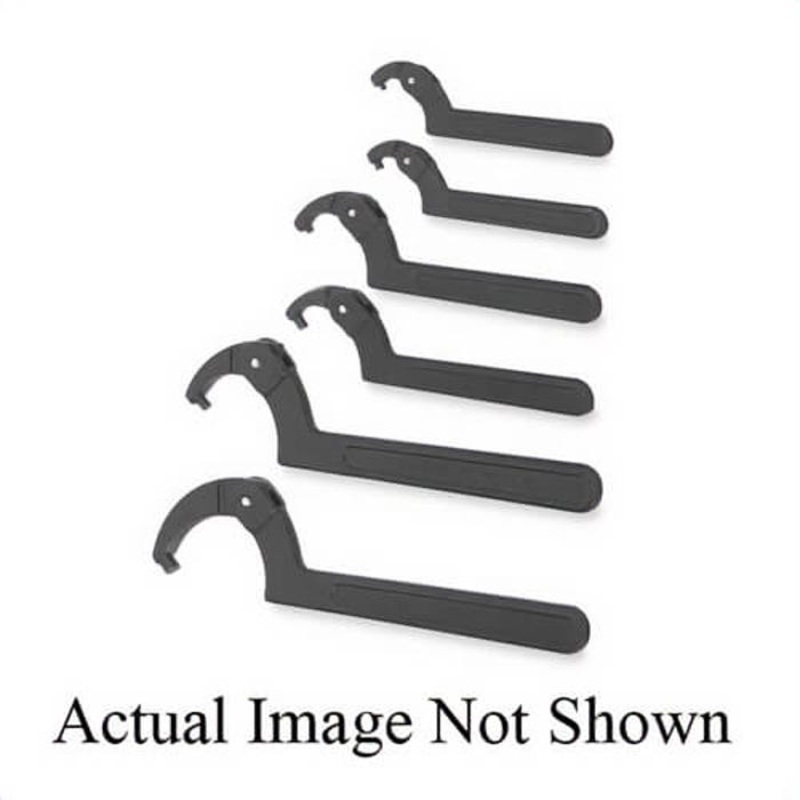 Williams Pin Spanner Wrench, Adjustable, 3/4 to 2 in, 5-3/8 in OAL, 3/16 in Pin Dia, 5/32 in Pin Length, Plain Grip, Industrial Black